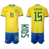 Brasilien Fabinho #15 Heimtrikotsatz Kinder WM 2022 Kurzarm (+ Kurze Hosen)